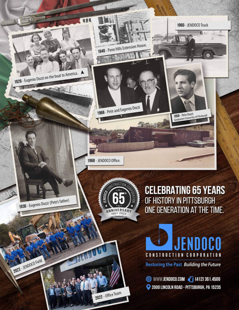 Jendoco construction 65th anniversary photo collage