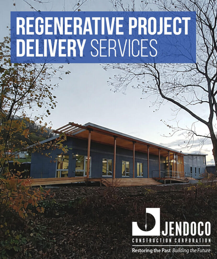 Jendoco regenerative building with wooden porch